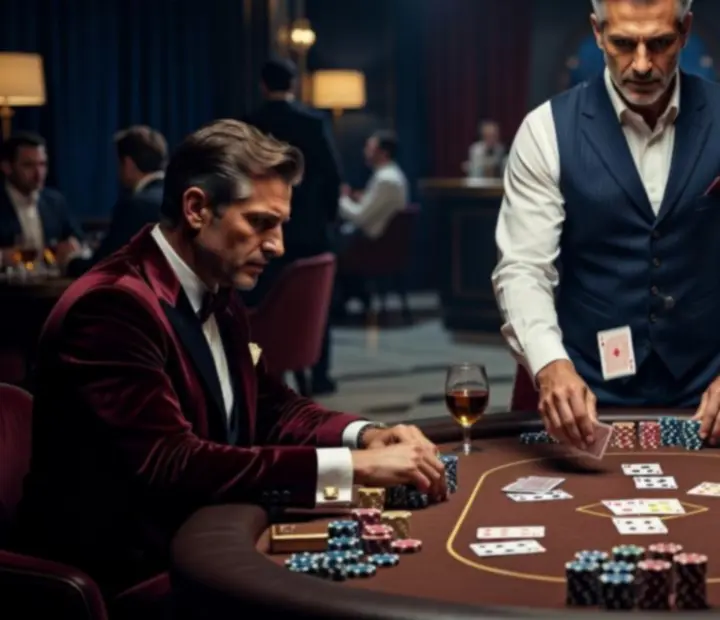 Krupier w trakcie rozdania kart podczas eventu Poker Night